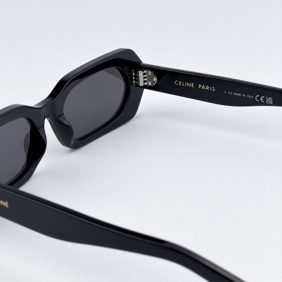 Celine CL40243I 01A BRAND NEW Sunglasses Shiny Black Smoke Rectangle Unisex - Picture 8 of 10